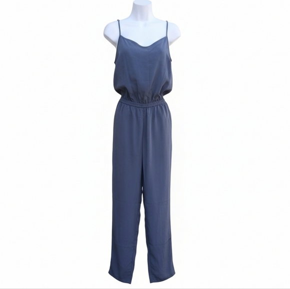 Mark Steele Blue Gray Sleeveless Jumpsuit Elastic Waist Large - Picture 2 of 3